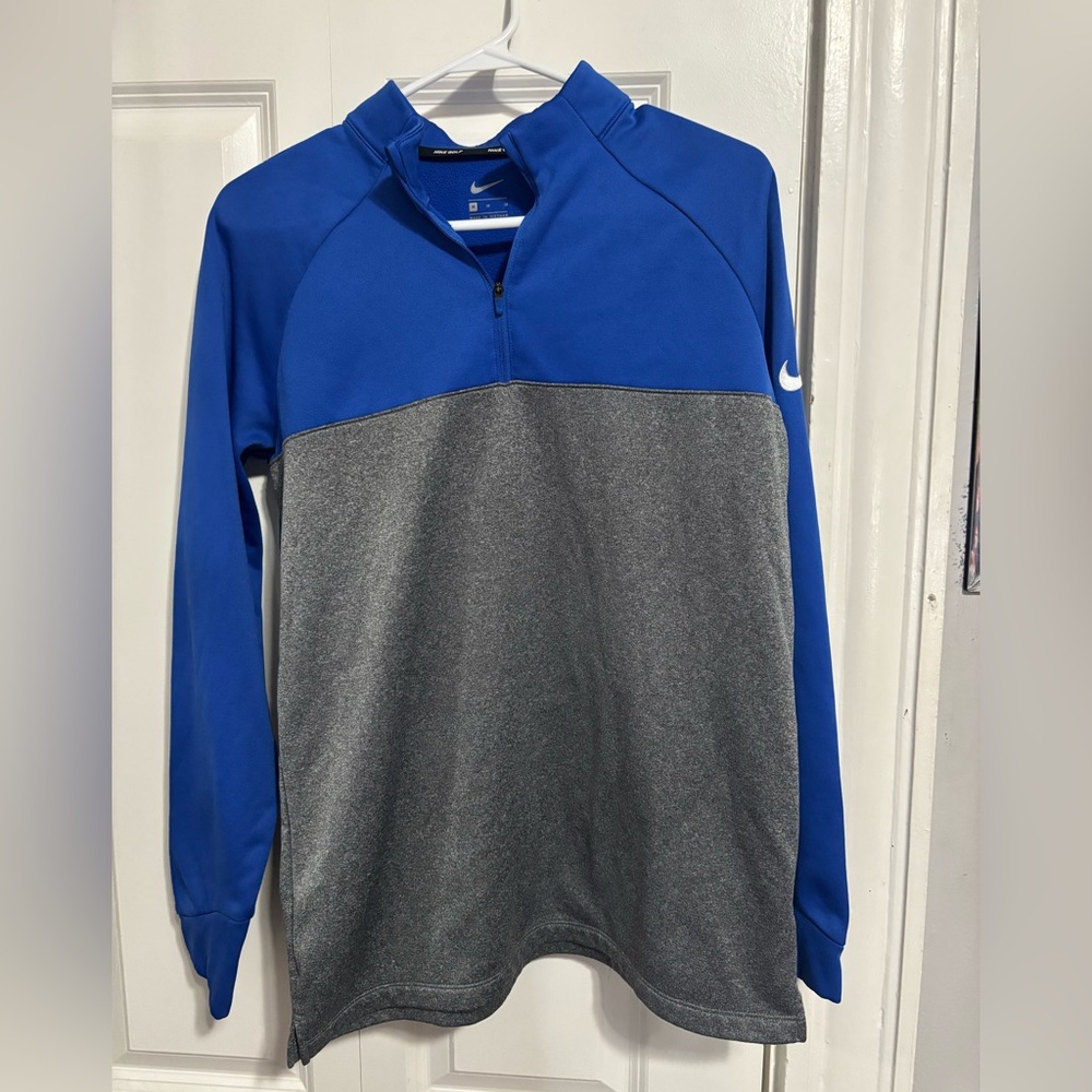 Nike Blue Golf Quarter-Zip Pullover with White Swoosh